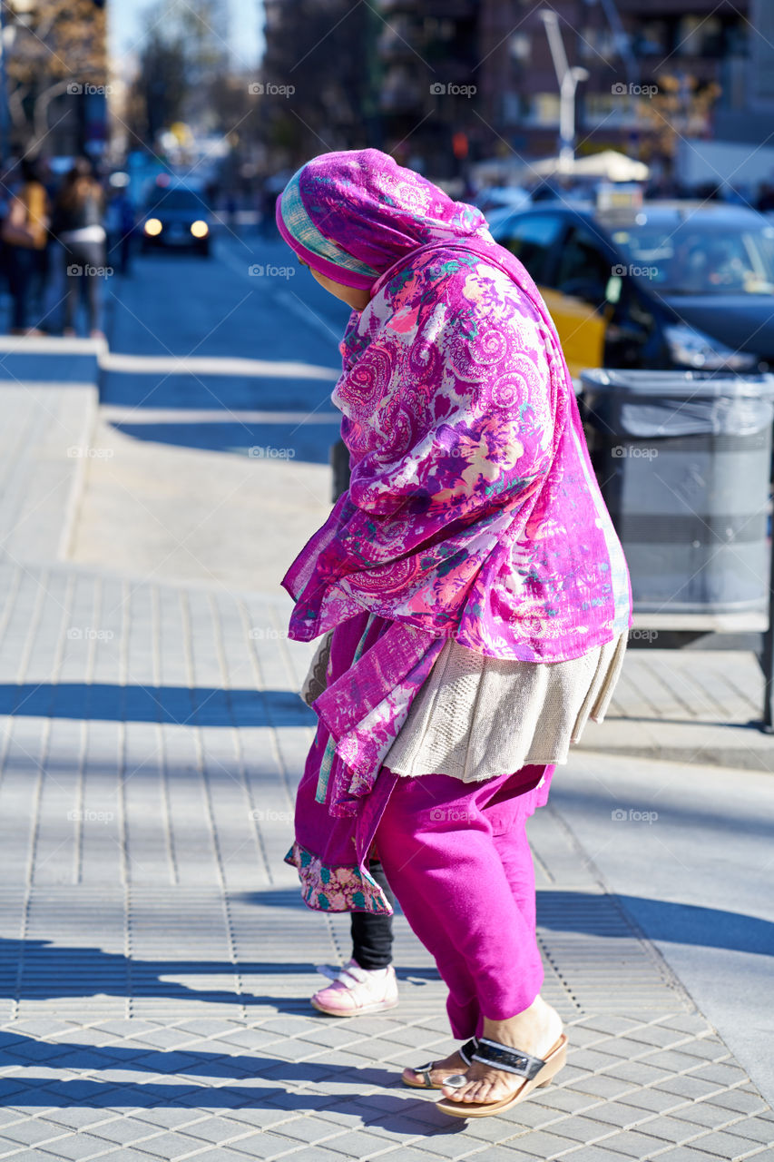 Fashion Pink Woman with his son 