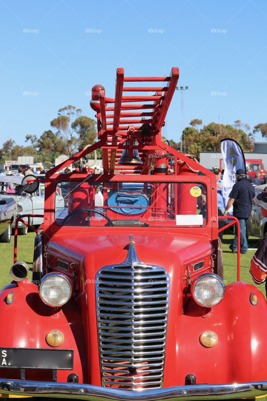 Vintage classic red fire truck 