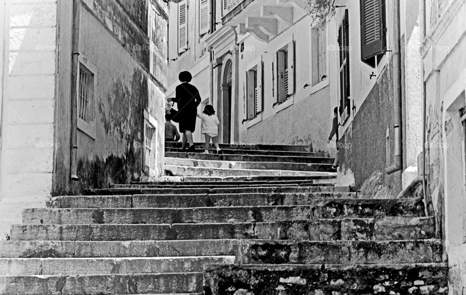 Corfu Stairs -  a back street in Corfu, Greece