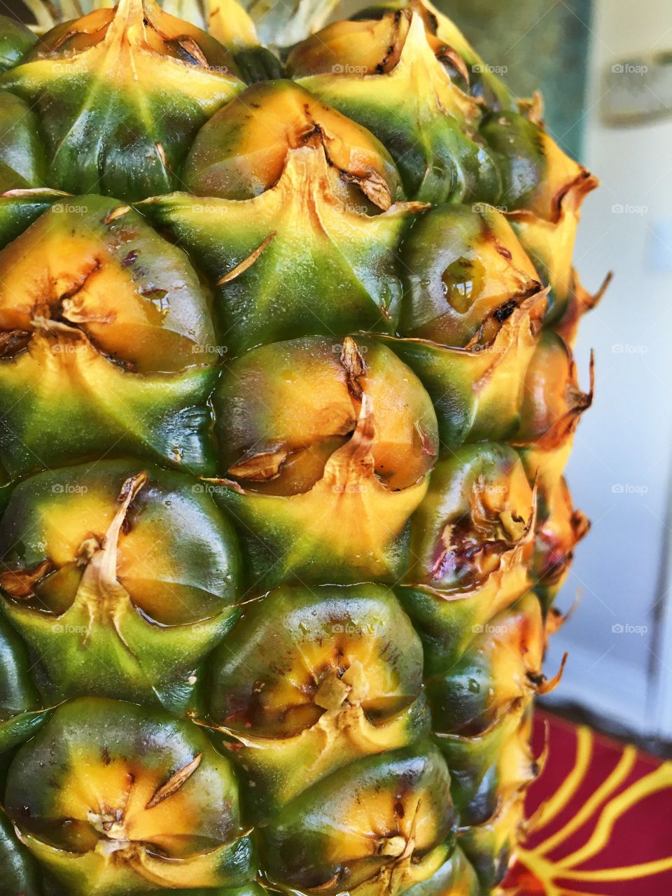 The side view of a pineapple