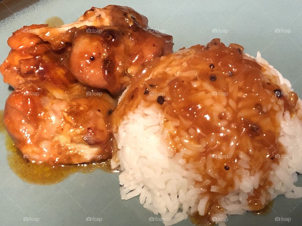 Apricot chicken and rice