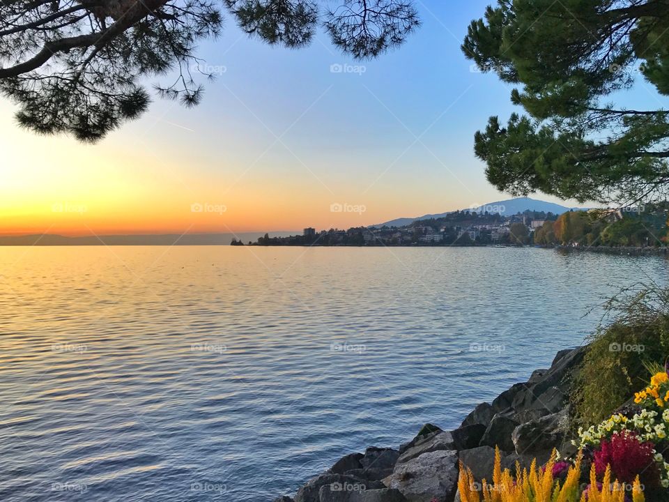 Sunset in Montreux, Switzerland 