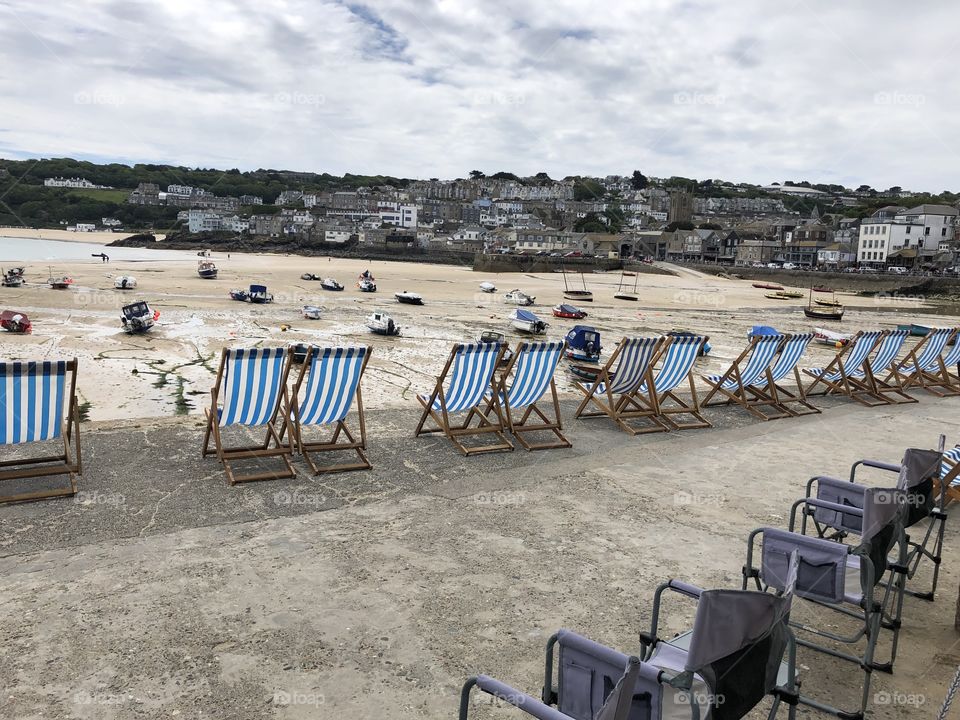 The deck chairs are out in the beautiful St Ives in Cornwall.  Shame about the lack of sunshine, but still  a lovely resort.