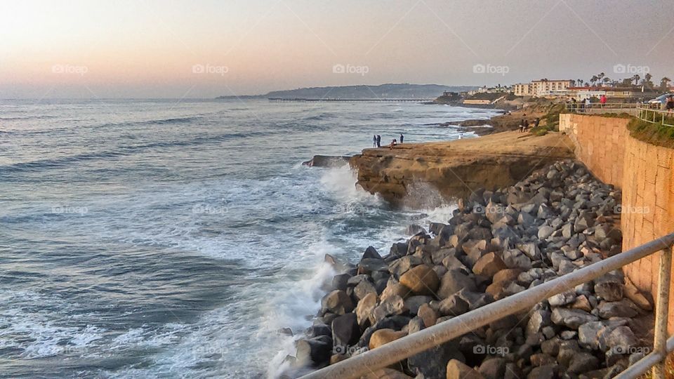 View of cliff during sunset