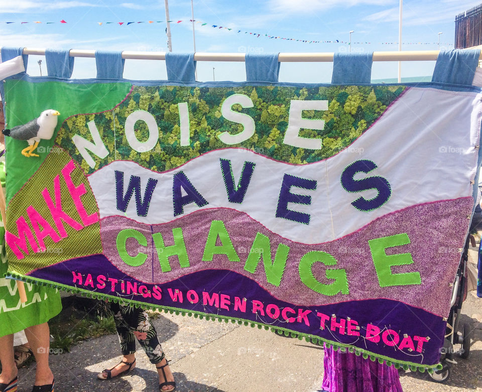 A banner made by Hastings women to celebrate 100 years of women’s suffrage - June 2018