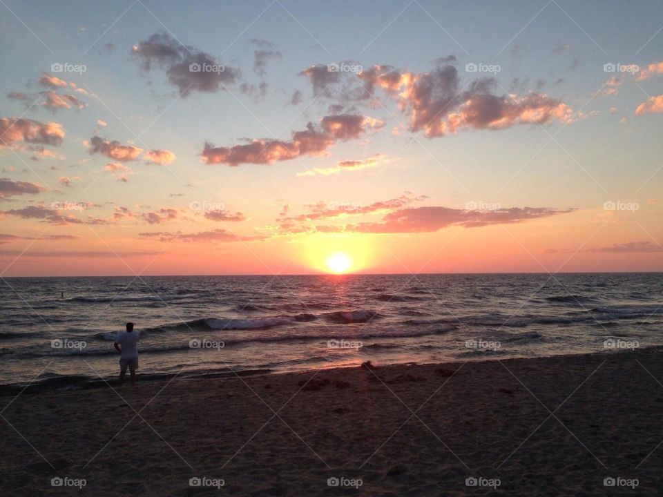 sunset over lake Michigan