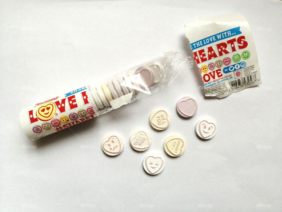 Love hearts, sweets, emotions