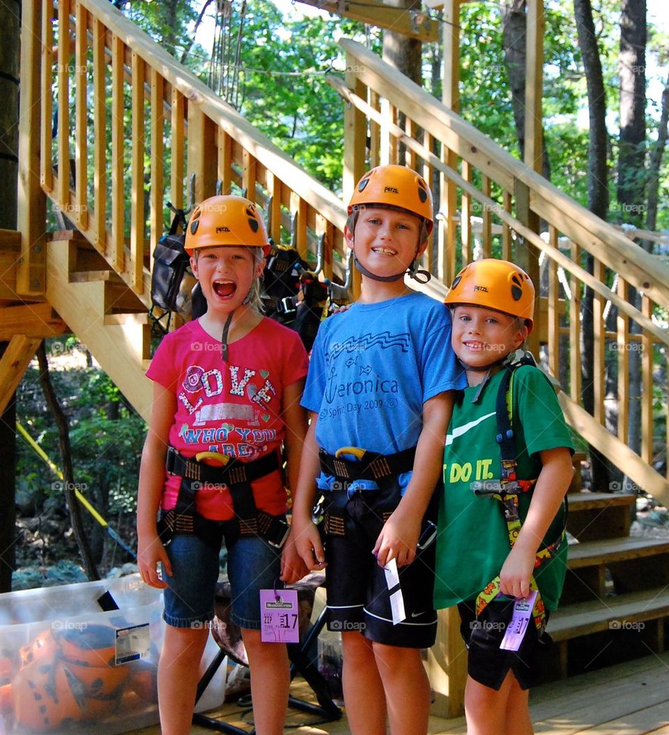 Zip lining kids