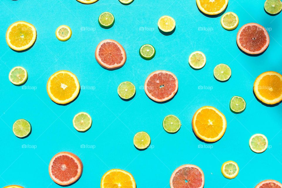 Citrus orange lemon lime grapefruit flatlay summer