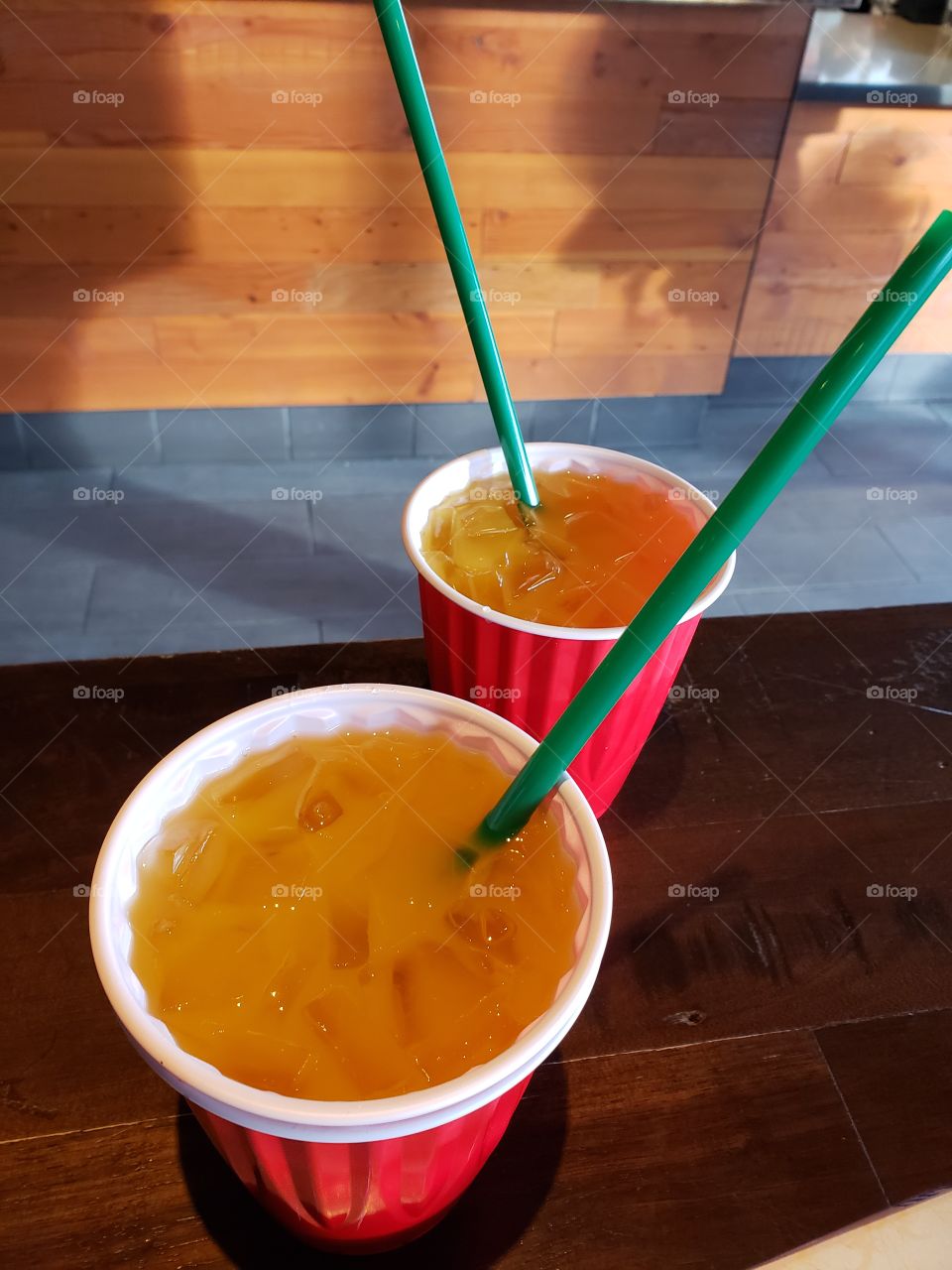 red & green. Christmas cup. orange makes it Summer!
