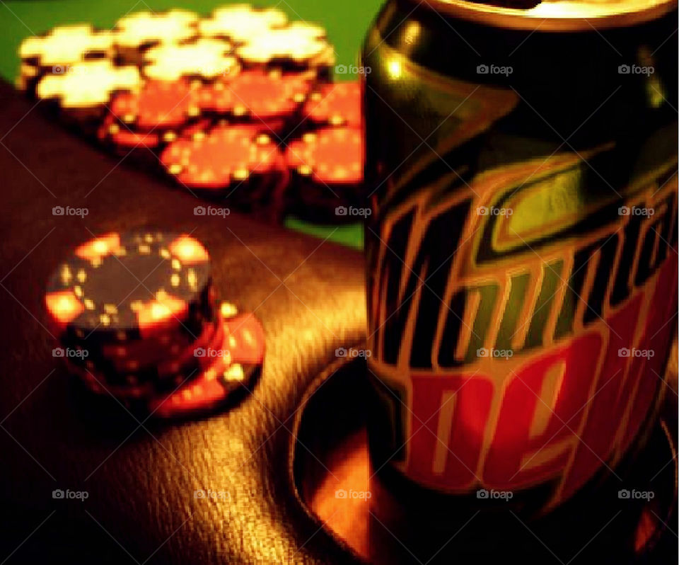 poker night. a Mountain Dew with a nice game of poker