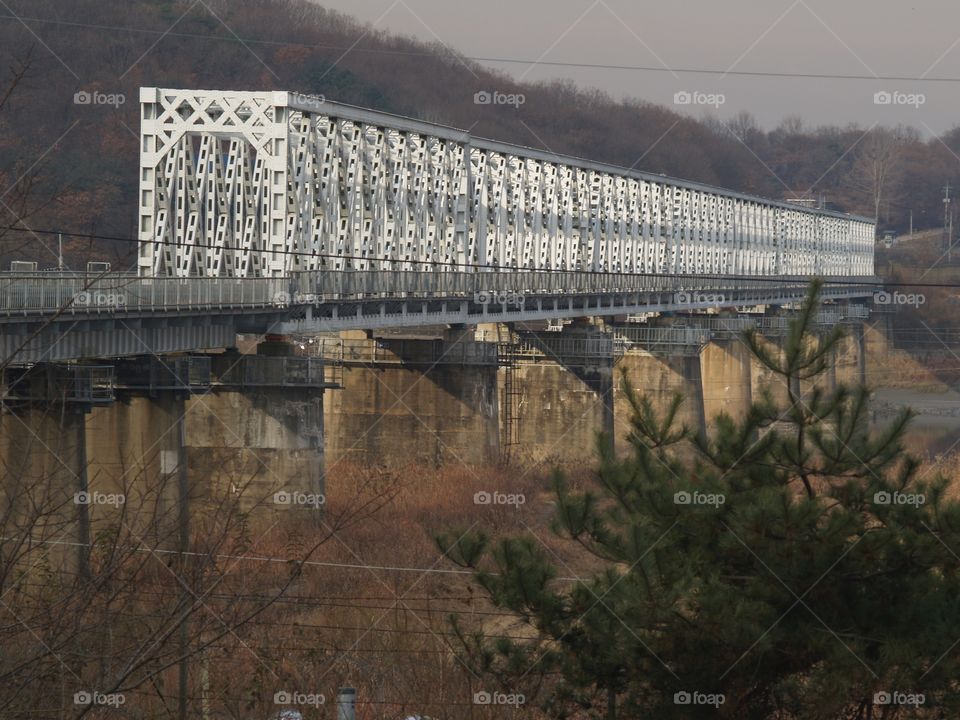 Empty railroad bridge