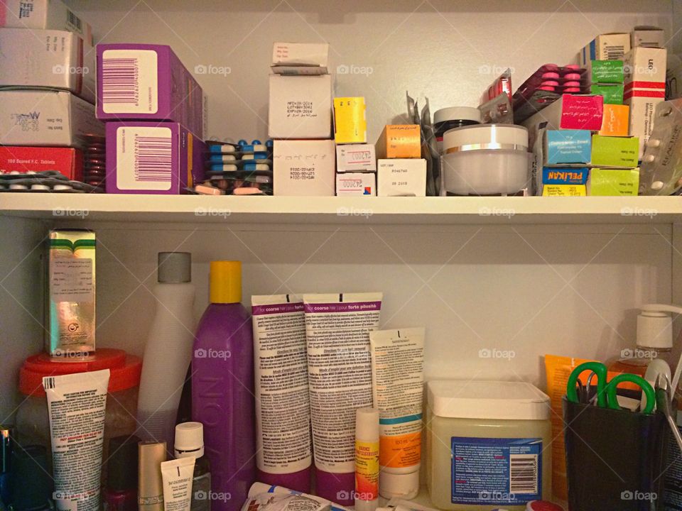 medicine & cosmetic cabinet at home