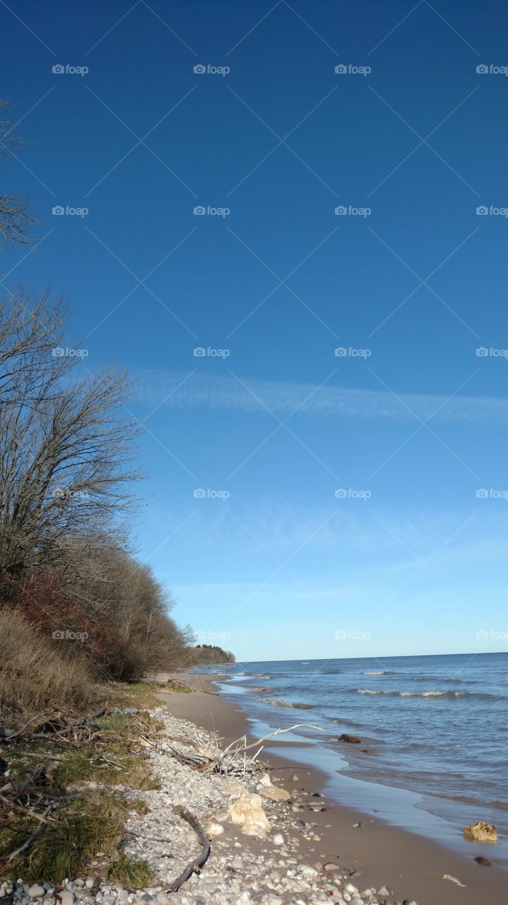 Blue sky over Lake Michigan