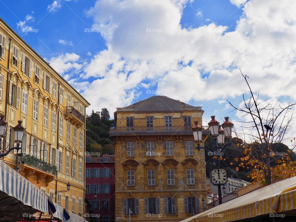 View of the Cours Saleya in Nice, France.