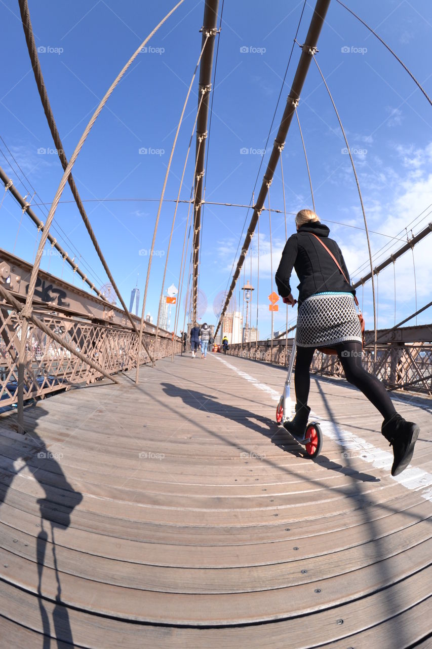 Scoottering Brooklyn bridge