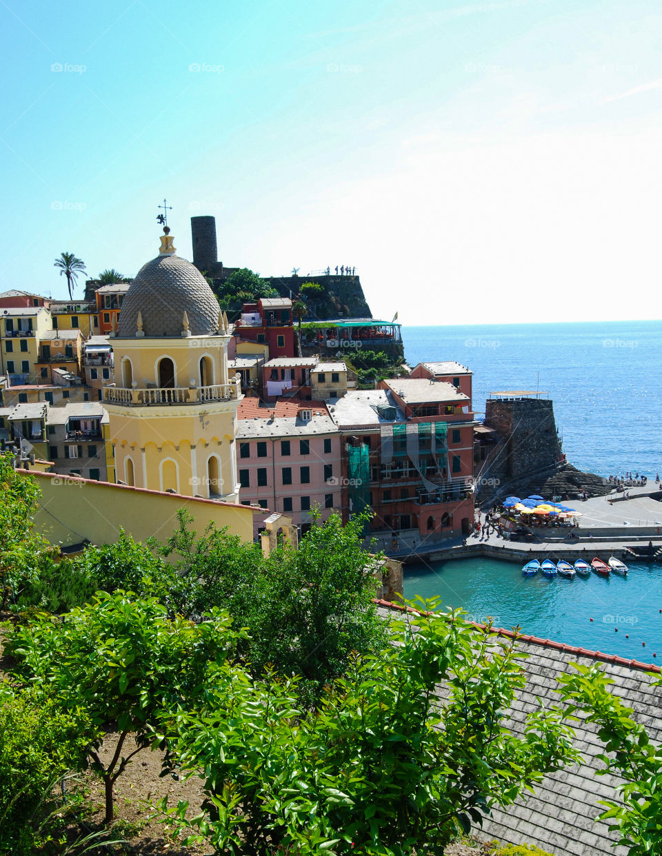 Vernazza View. The town of Vernazza in the Cinque Terre region of Italy