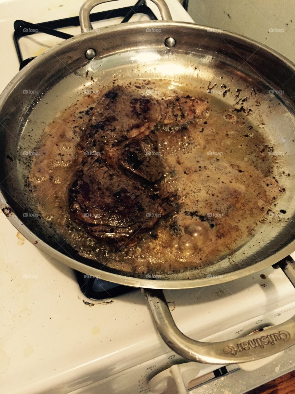 Steak in pan