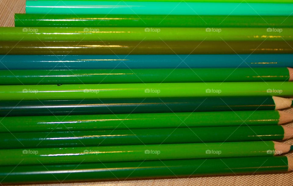 Green colored pencils