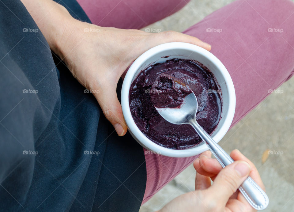 Açai berry ice cream bowl.