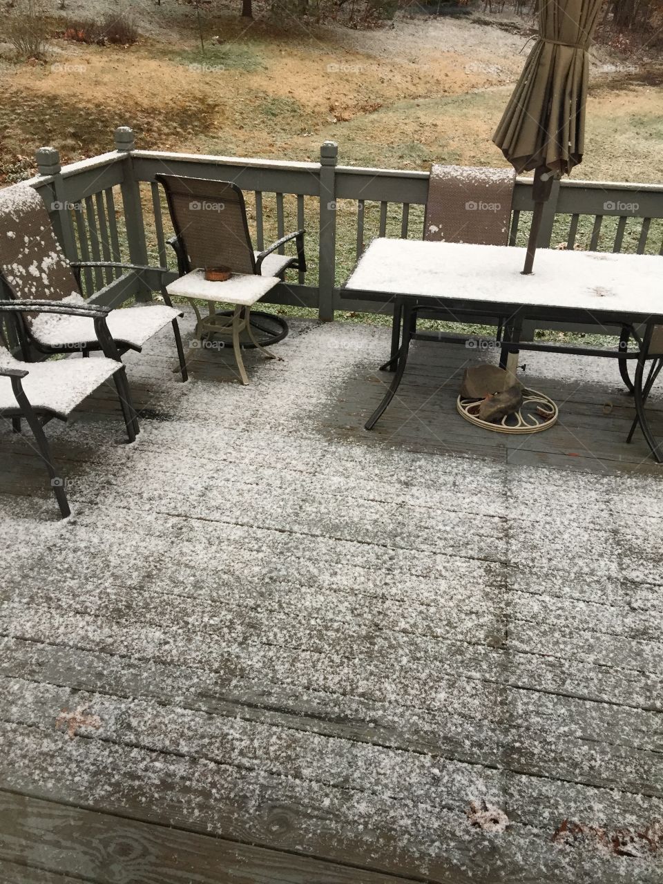 snow on the deck