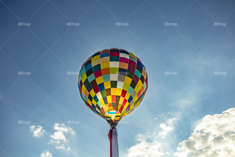 Sunset start of hot air ballon