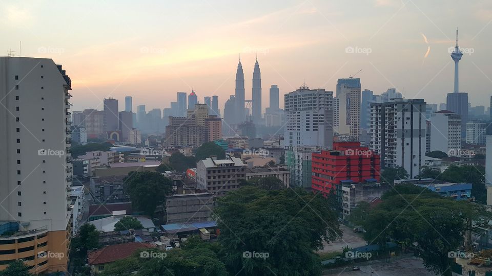 city in the morning. this is kuala lampur in the very morning