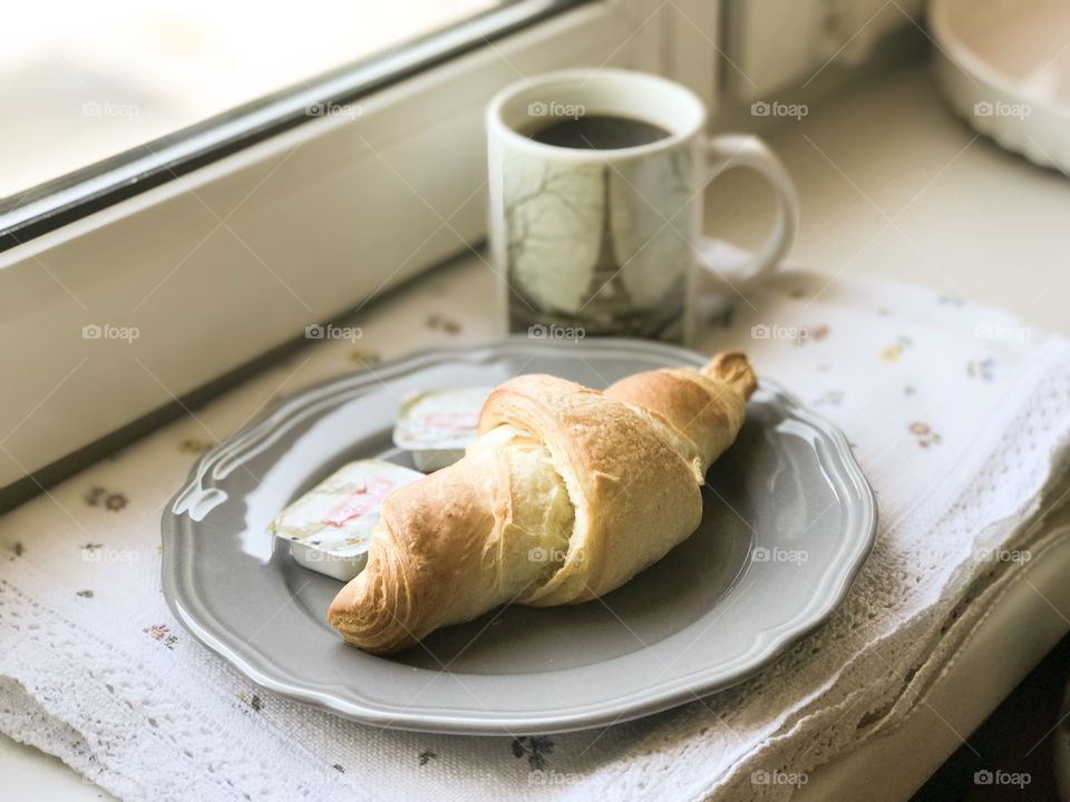 French breakfast with coffee