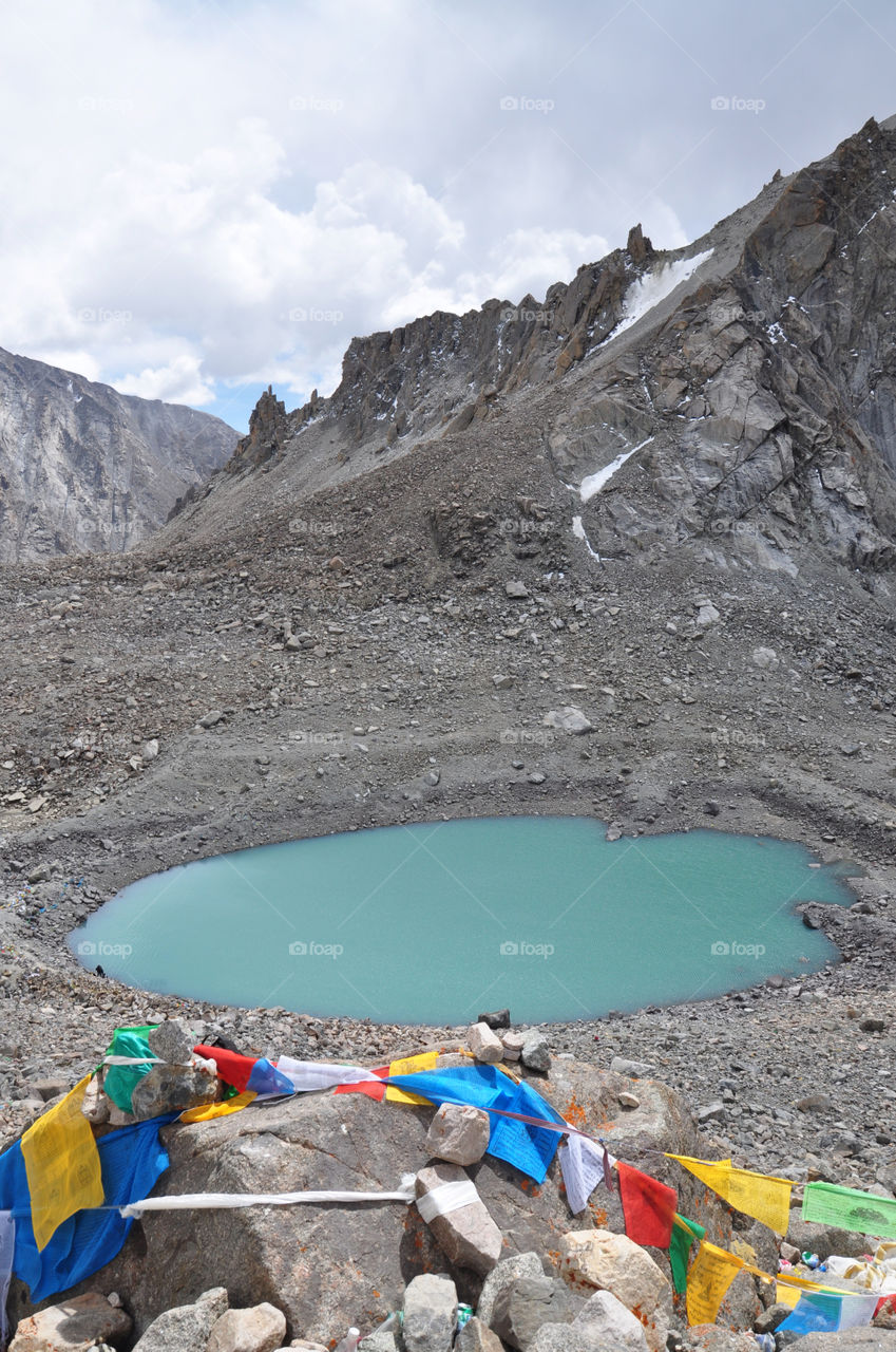 Lake in mountains. Tibet