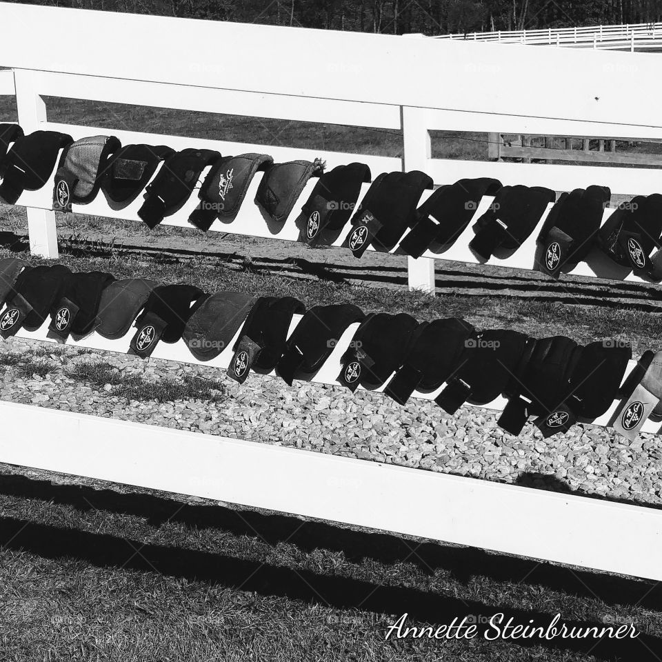 bell boots on a fence