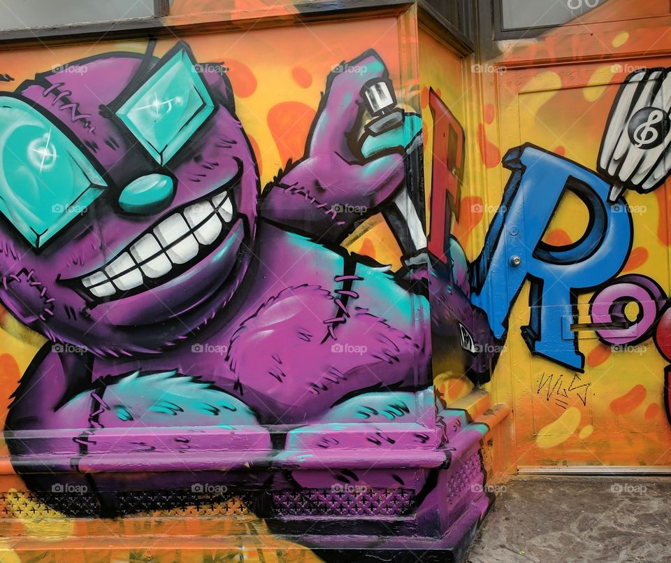 purple bear mural