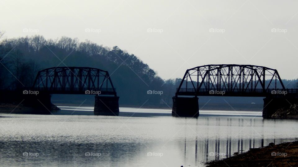 The old broken bridge on lake Hartwell, from the South Carolina side