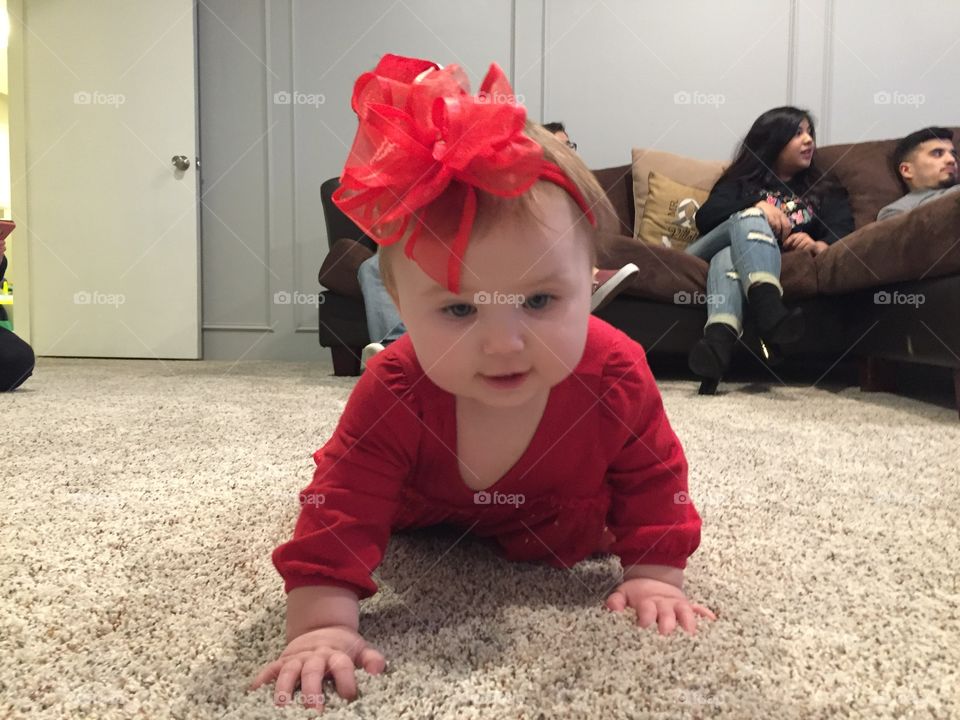 Baby girl red bow 