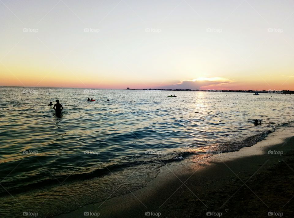 Sunset swimming