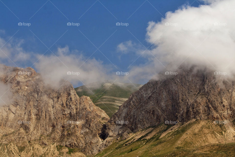 mountain cloud fog blue sky by nader_esk