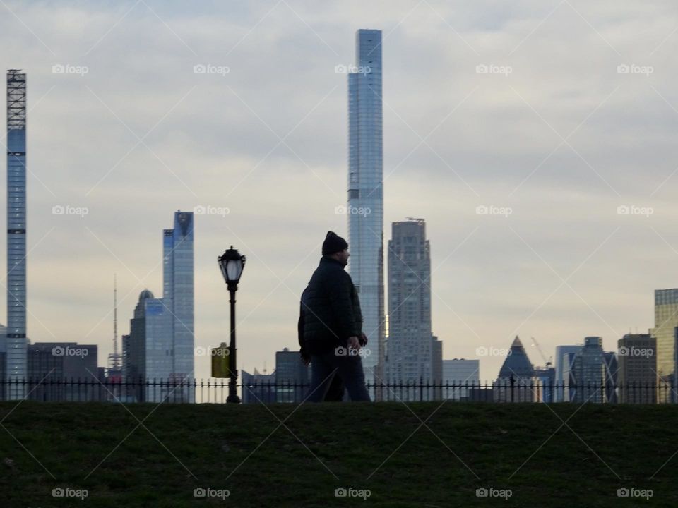 Man and woman walking