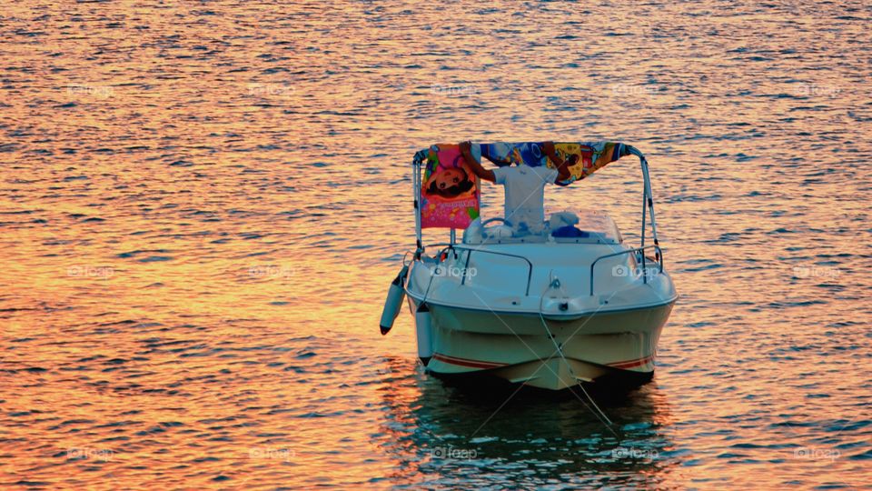 boat at sunset 