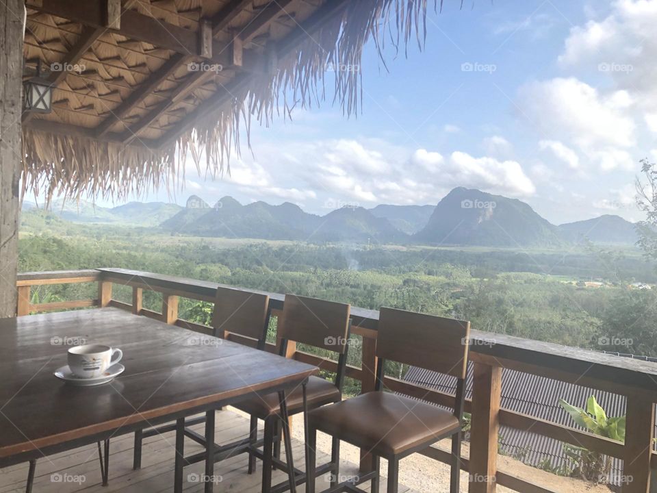 Restaurant on mountain.