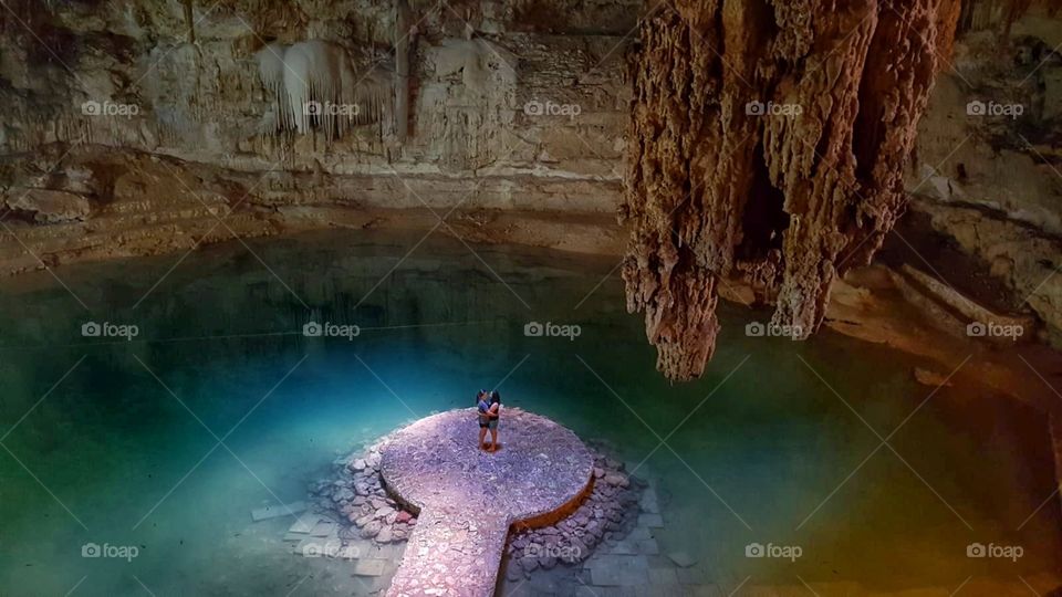 Cenote Suytun. Turquoise water and incredible rock formations. Absolutely beautiful. 