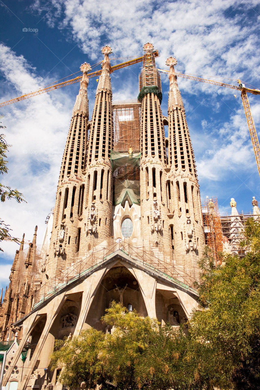 Low angle view of sagrada familia