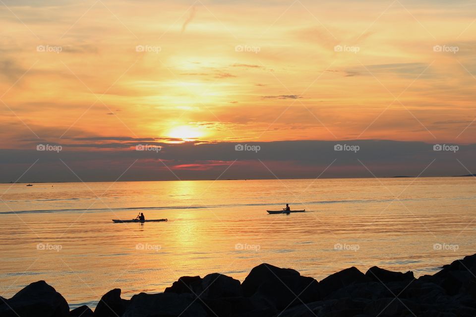 Canoeing in the sunset