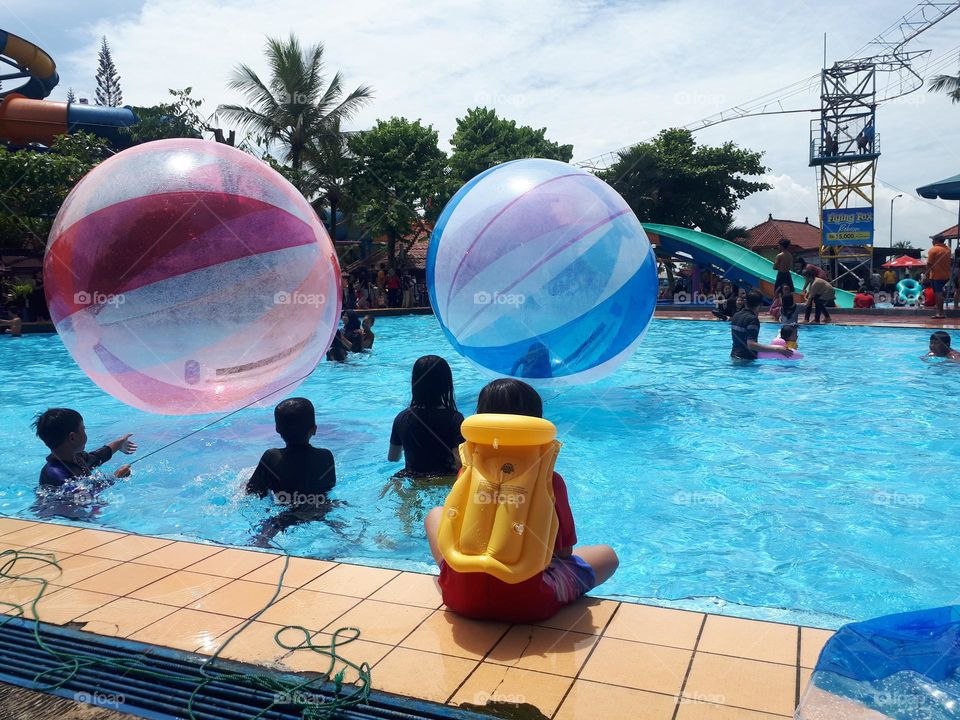 water ball games competition  in public swimming pools