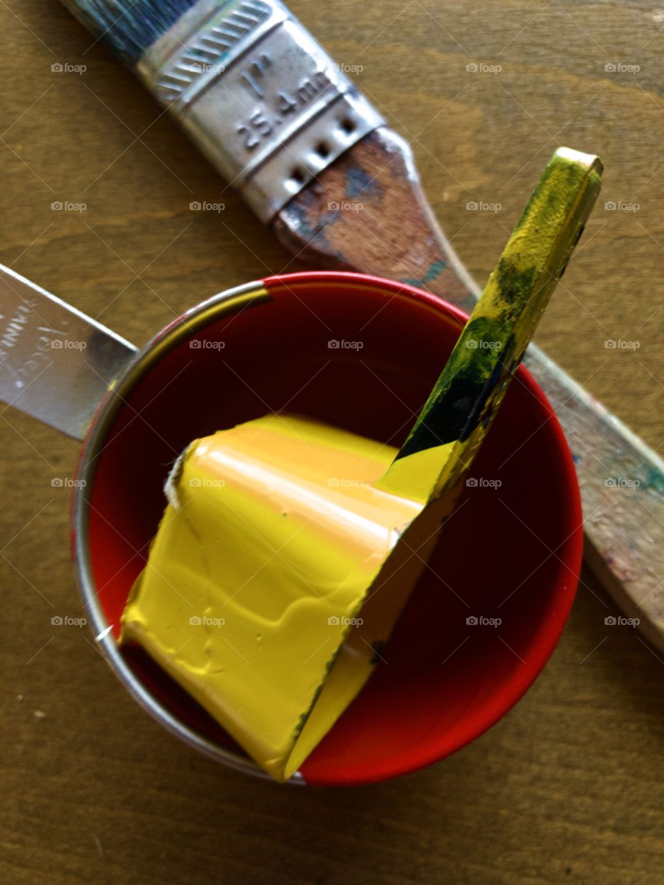 Paint brush and paint scoops