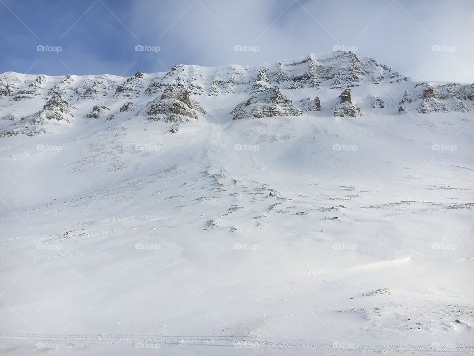 Snowy mountain of longyearbyen, Svalbard 