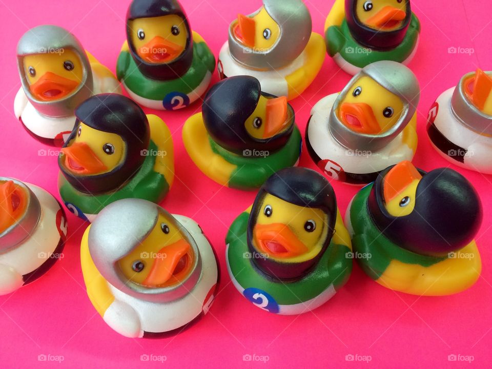 Rubber duckies play ball 