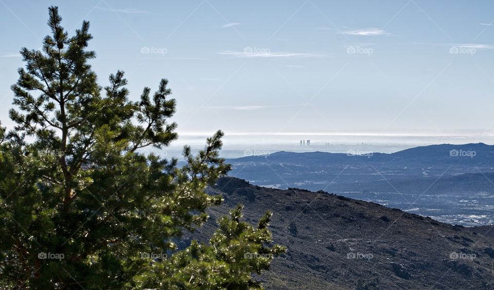 City view from the top of a hill 