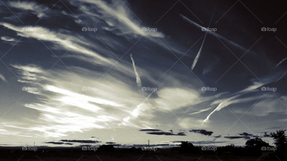 sunset in black and white