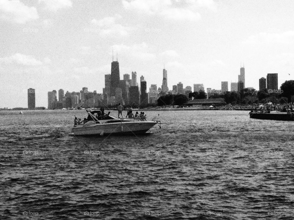 Chicago skyline. Chicago air and water show