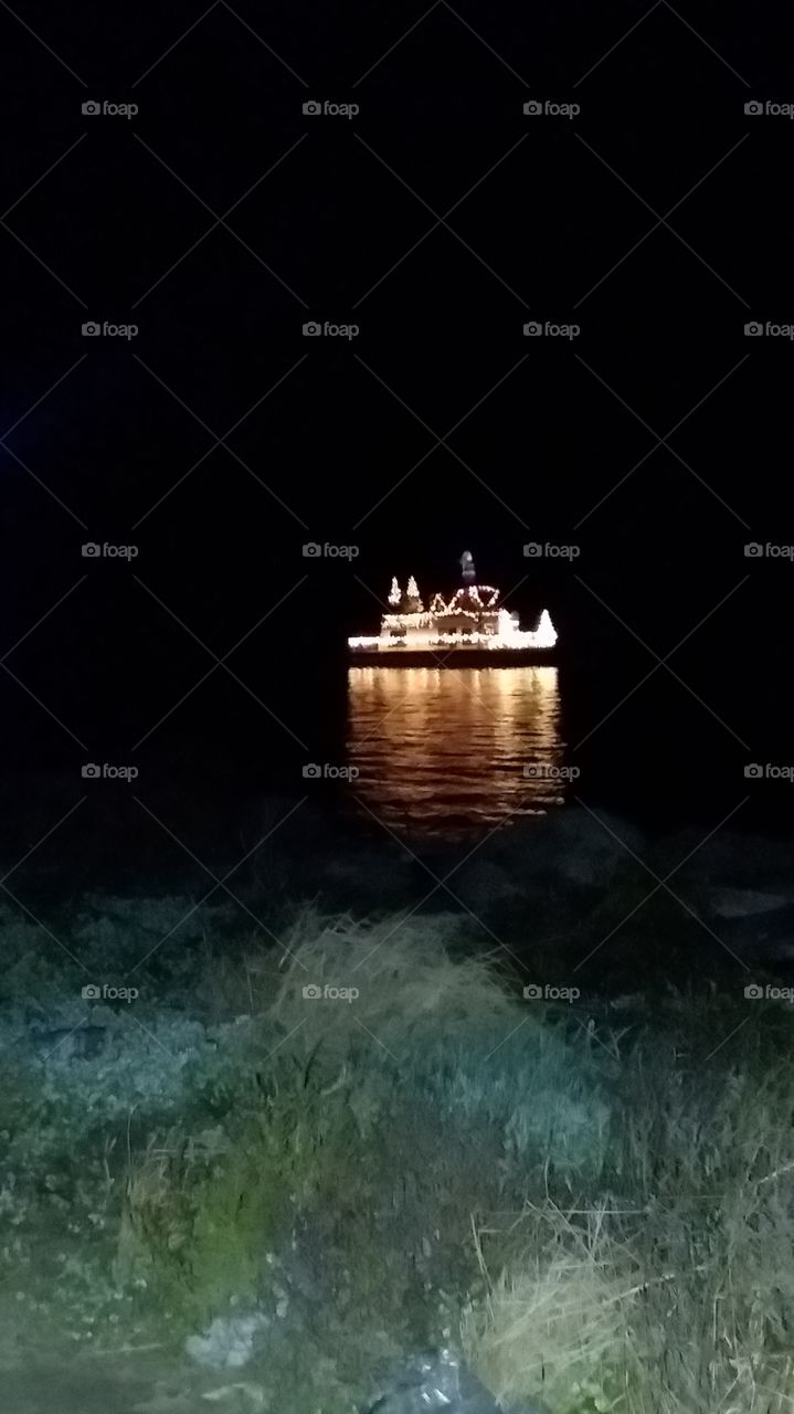 lighted boat