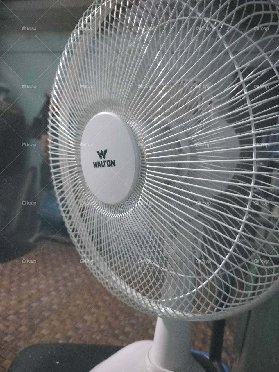 White colour rechargeable electric table fan close shot from side